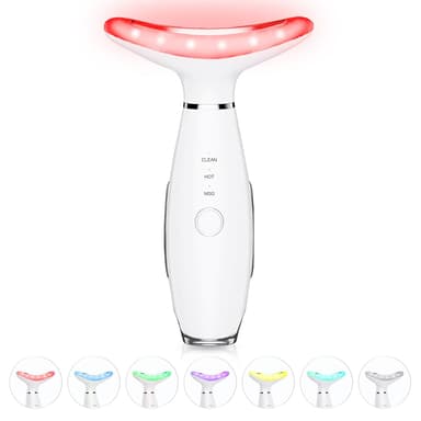 7-Color Neck & Face Massager – Vibrating Thermals & Galvanic Skin Care Tool (White)