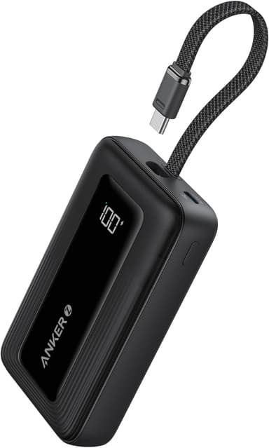Anker 10,000mAh 30W Portable Charger – Fast-Charging USB-C Power Bank with Built-In Cable