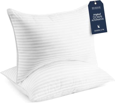 Beckham Hotel Collection Bed Pillows – Soft Down Alternative Pillows (Set of 2) for Back, Side & Stomach Sleepers