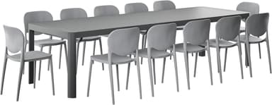 Amazonia Brampton 11-Piece Patio Dining Set – Aluminum Table + 10 Duresin Chairs (Gray)